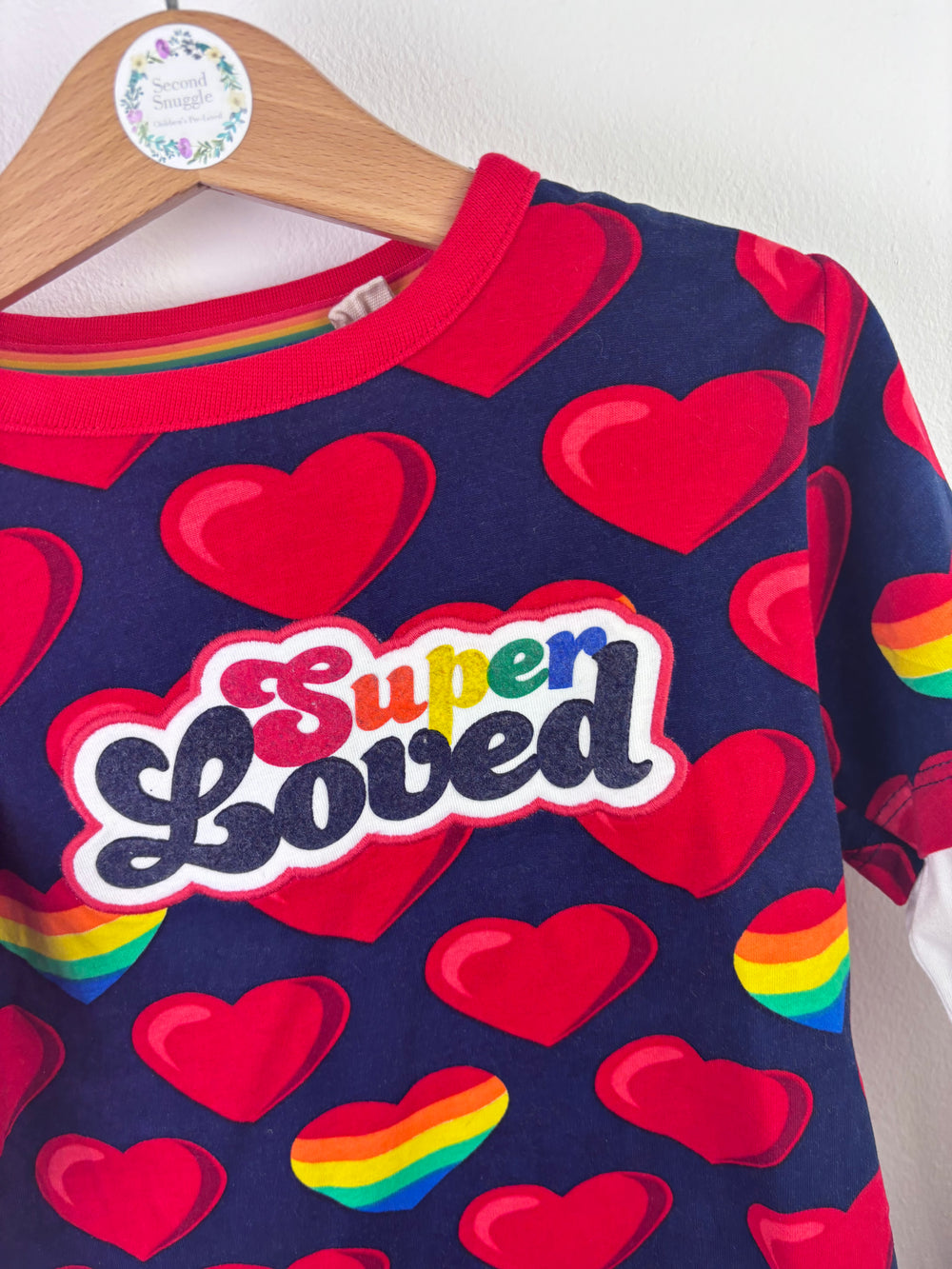 Little Bird Navy Heart Top Layered Sleeve 4-5 Years-Tops-Second Snuggle Preloved