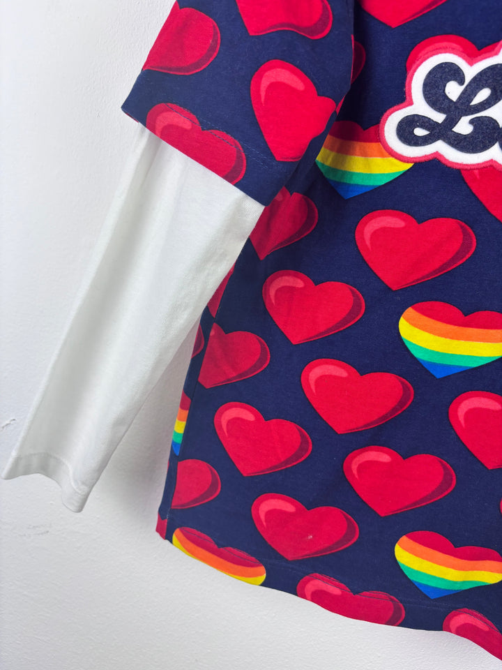 Little Bird Navy Heart Top Layered Sleeve 4-5 Years-Tops-Second Snuggle Preloved