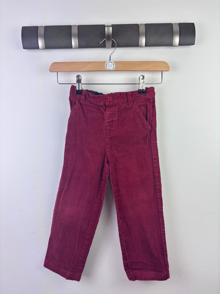 JoJo Maman Bébé Burgundy Cord Trousers 3-4 Years-Trousers-Second Snuggle Preloved