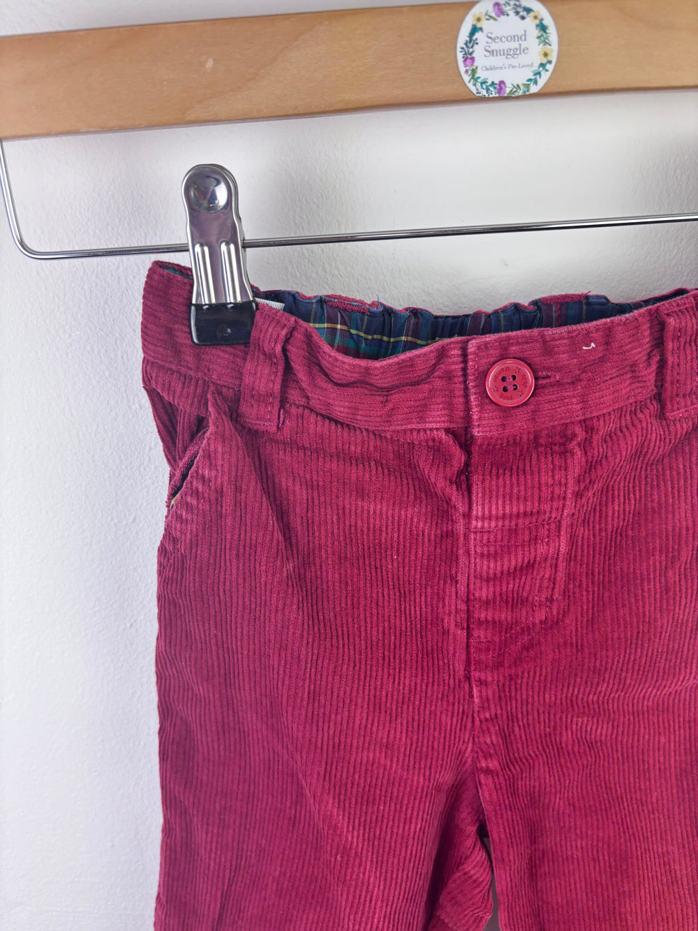 JoJo Maman Bébé Burgundy Cord Trousers 3-4 Years-Trousers-Second Snuggle Preloved