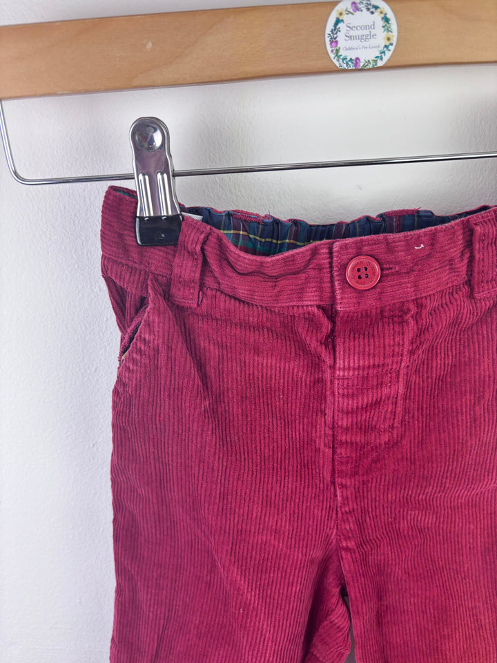 JoJo Maman Bébé Burgundy Cord Trousers 3-4 Years-Trousers-Second Snuggle Preloved