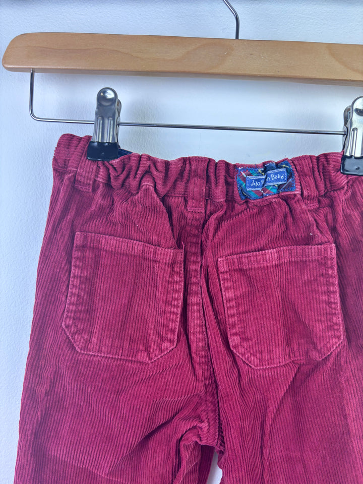 JoJo Maman Bébé Burgundy Cord Trousers 3-4 Years-Trousers-Second Snuggle Preloved