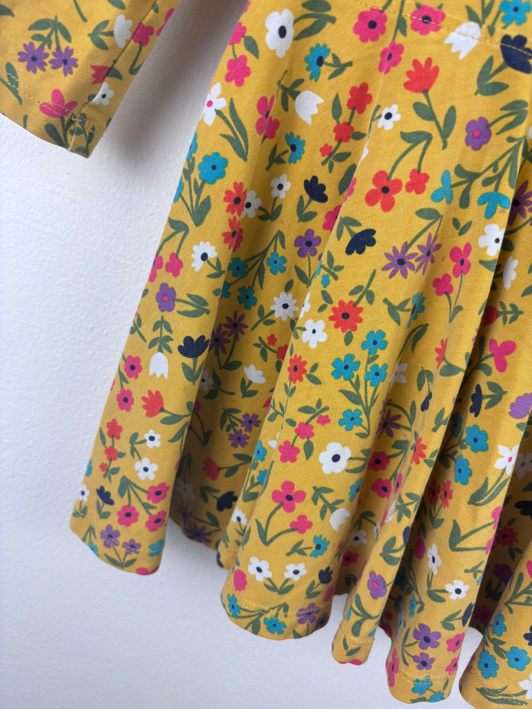 Frugi Mustard Floral Dress Long Sleeve 18-24 Months-Dresses-Second Snuggle Preloved