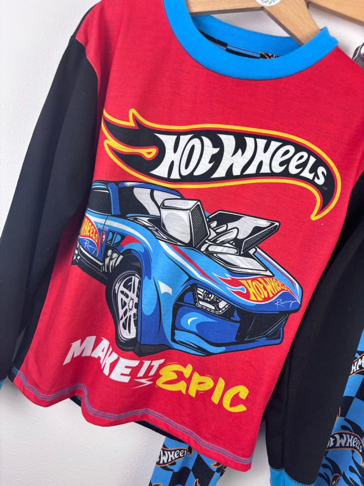 Mattel Red Hot Wheels Pyjamas Car Print 7 Years-Night Wear-Second Snuggle Preloved