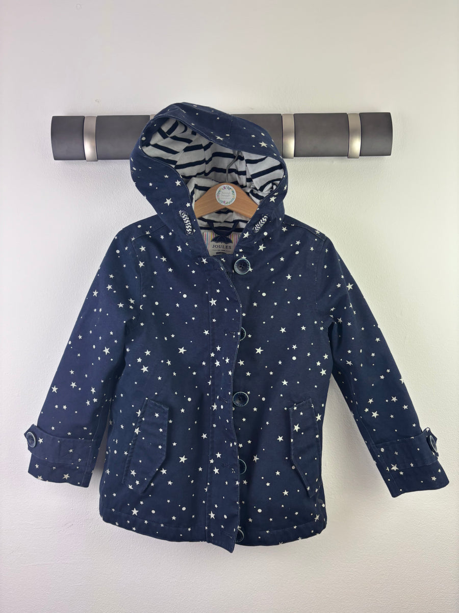 Joules Navy Star Print Hooded Coat 4 Years-Coats-Second Snuggle Preloved