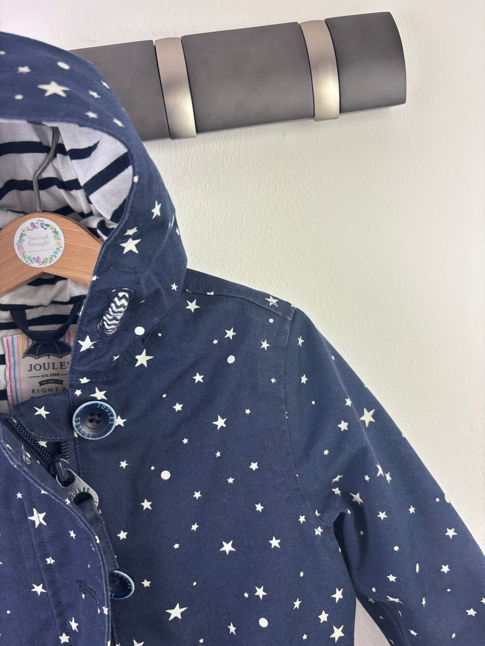 Joules Navy Star Print Hooded Coat 4 Years-Coats-Second Snuggle Preloved