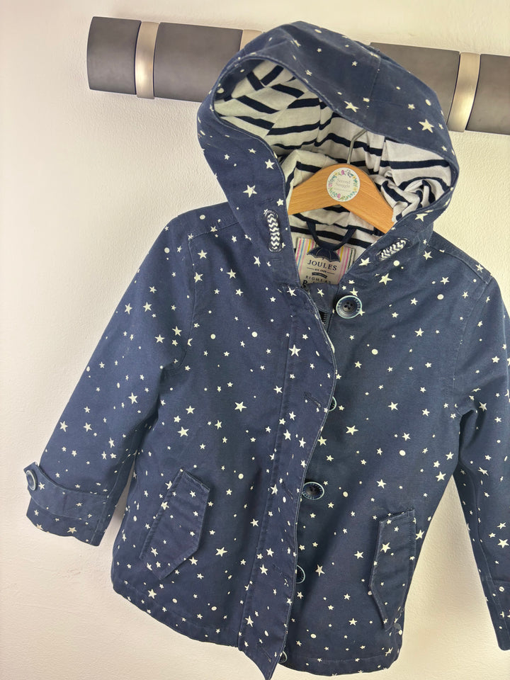 Joules Navy Star Print Hooded Coat 4 Years-Coats-Second Snuggle Preloved