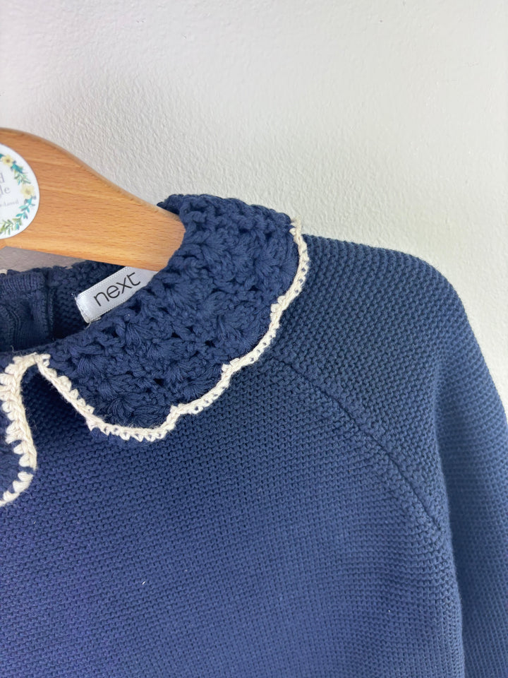 Next Navy Knit Jumper Crochet Collar 18-24 Months-Tops-Second Snuggle Preloved