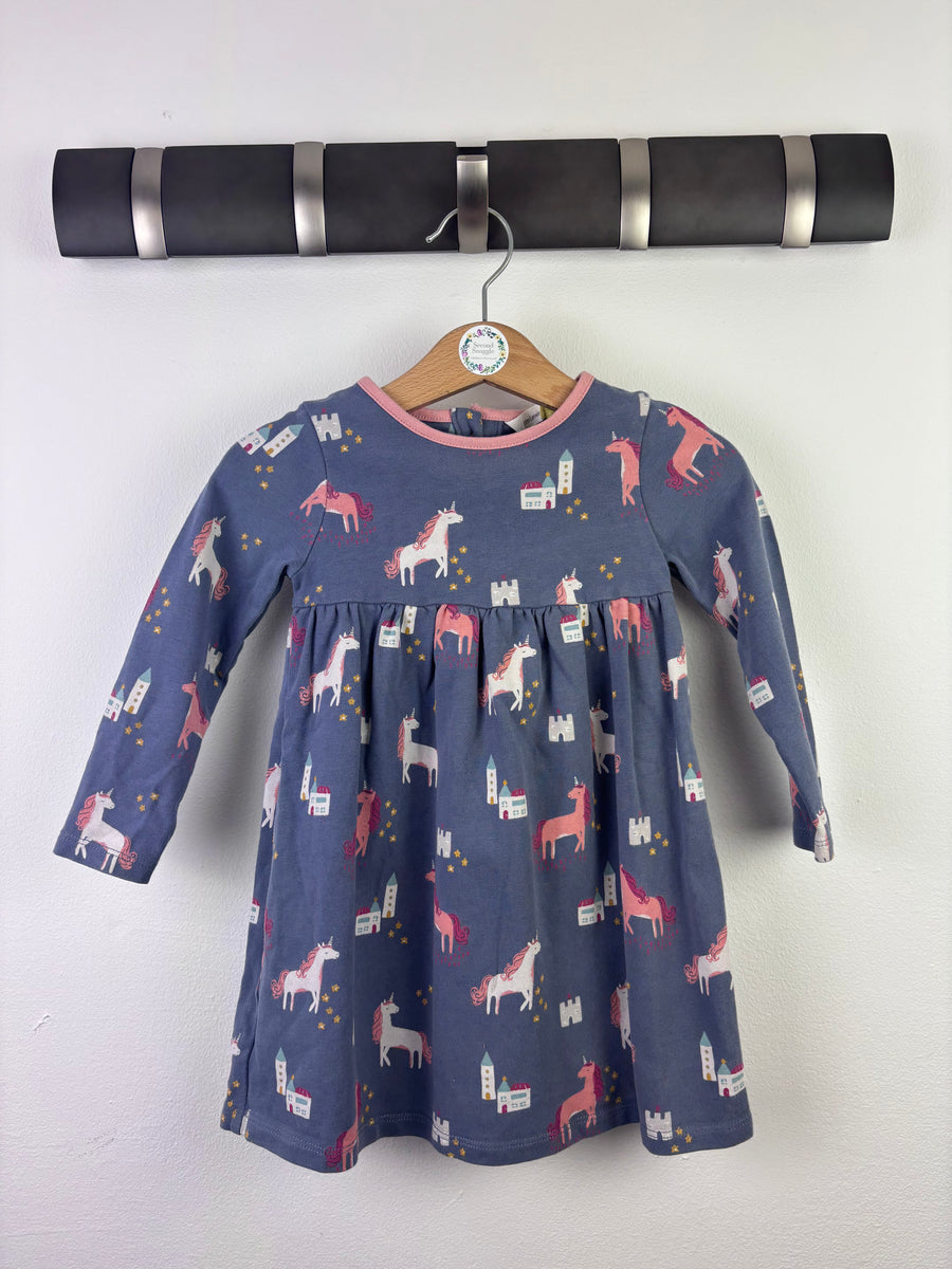 John Lewis Blue Unicorn Dress 12-18 Months-Dresses-Second Snuggle Preloved