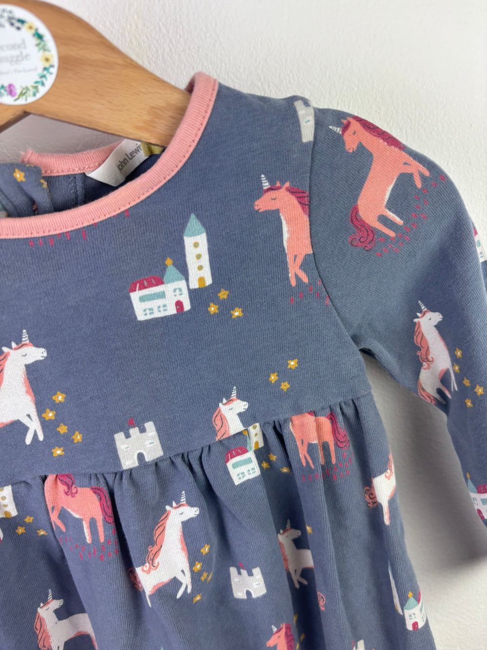 John Lewis Blue Unicorn Dress 12-18 Months-Dresses-Second Snuggle Preloved