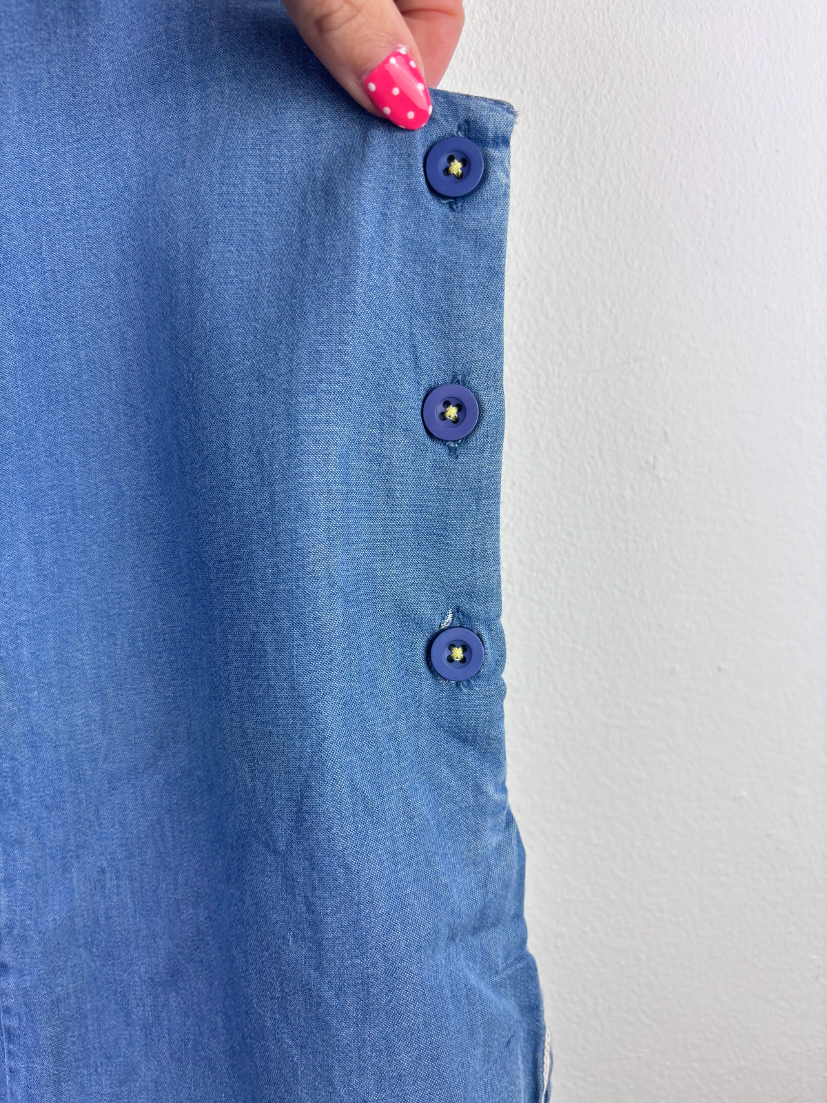 Boden Blue Denim Playsuit Bow Shoulder 2-3 Years-Play Suits-Second Snuggle Preloved