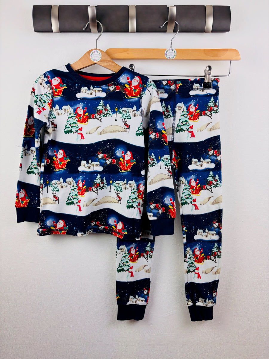 Next Navy Santa Sleigh Christmas Pyjamas 5-6 Years-Night Wear-Second Snuggle Preloved
