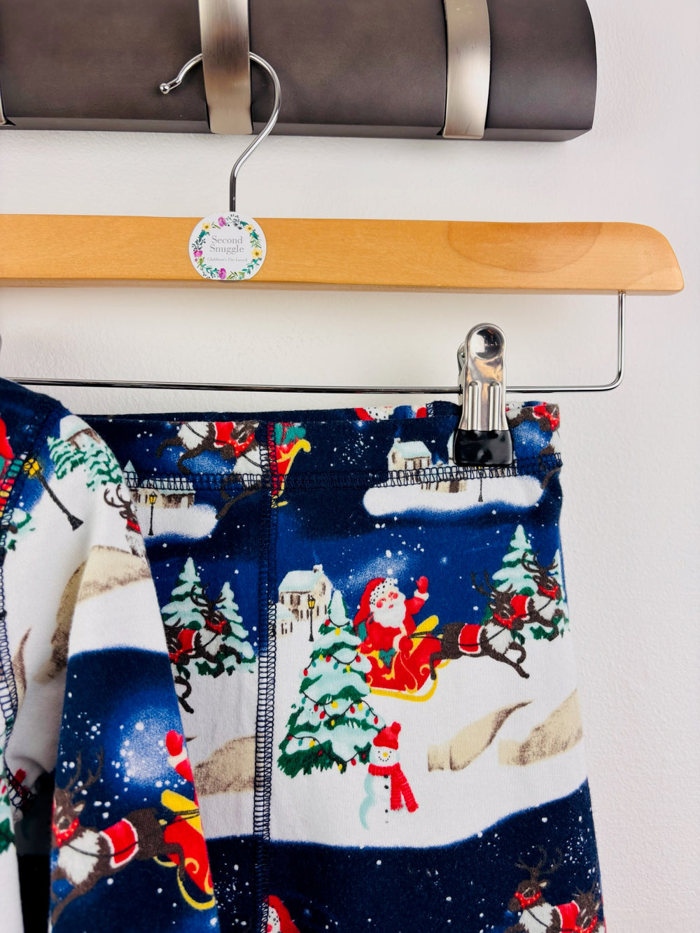 Next Navy Santa Sleigh Christmas Pyjamas 5-6 Years-Night Wear-Second Snuggle Preloved