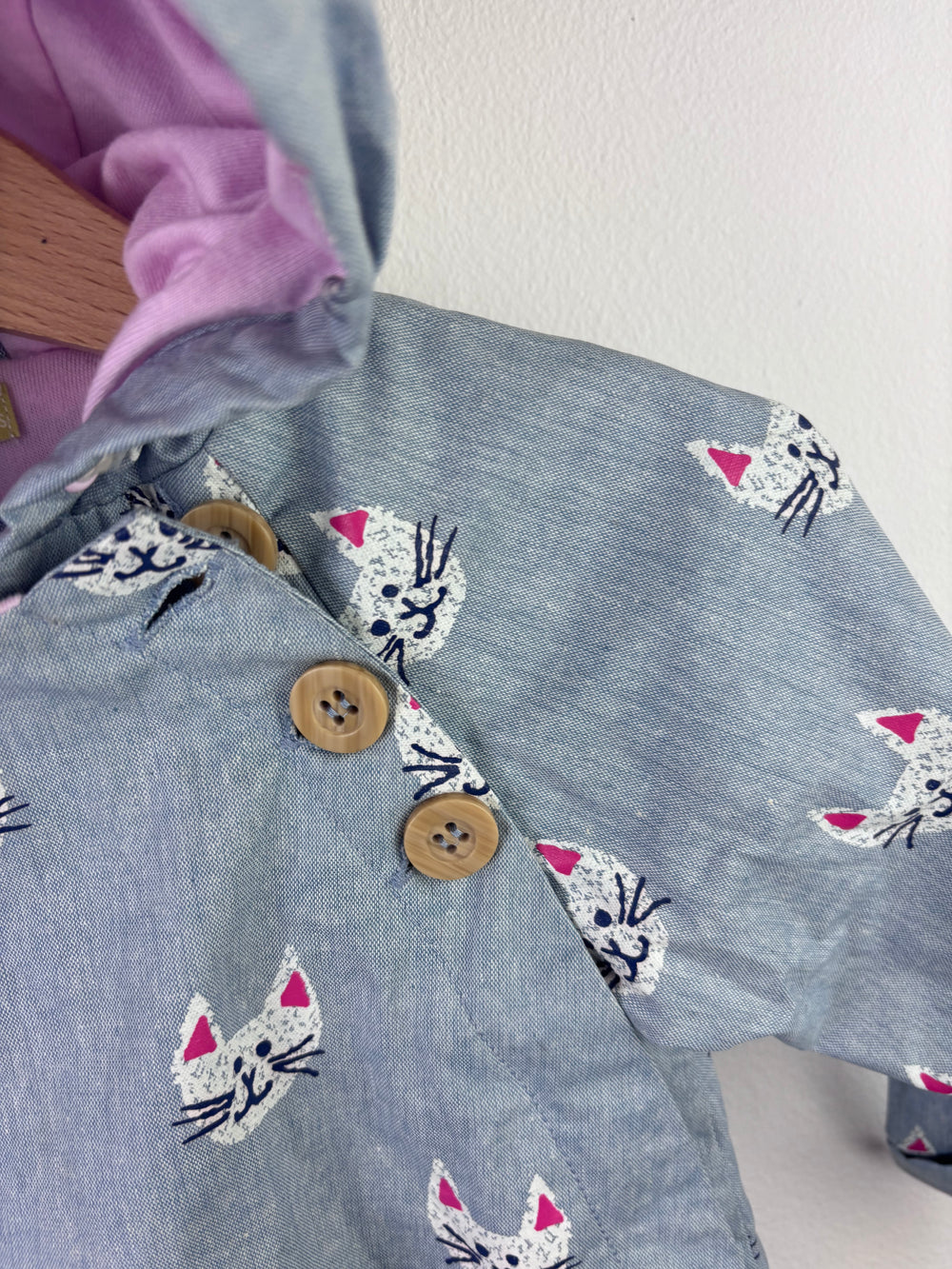 John Lewis Blue Cat Print Raincoat 12-18 Months-Coats-Second Snuggle Preloved