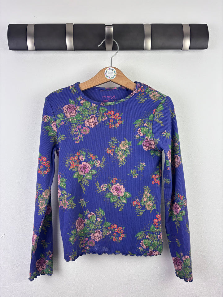 Next Purple Floral Ribbed Top 6-7 Years-Tops-Second Snuggle Preloved