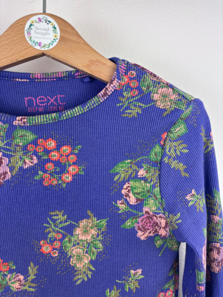 Next Purple Floral Ribbed Top 6-7 Years-Tops-Second Snuggle Preloved