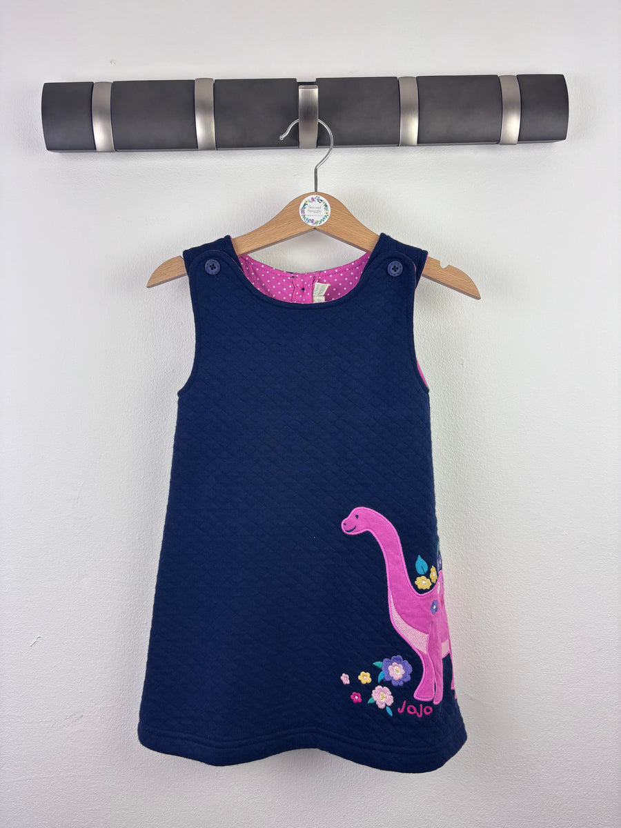 JoJo Maman Bébé Navy Dinosaur Dress 3-4 Years-Dresses-Second Snuggle Preloved