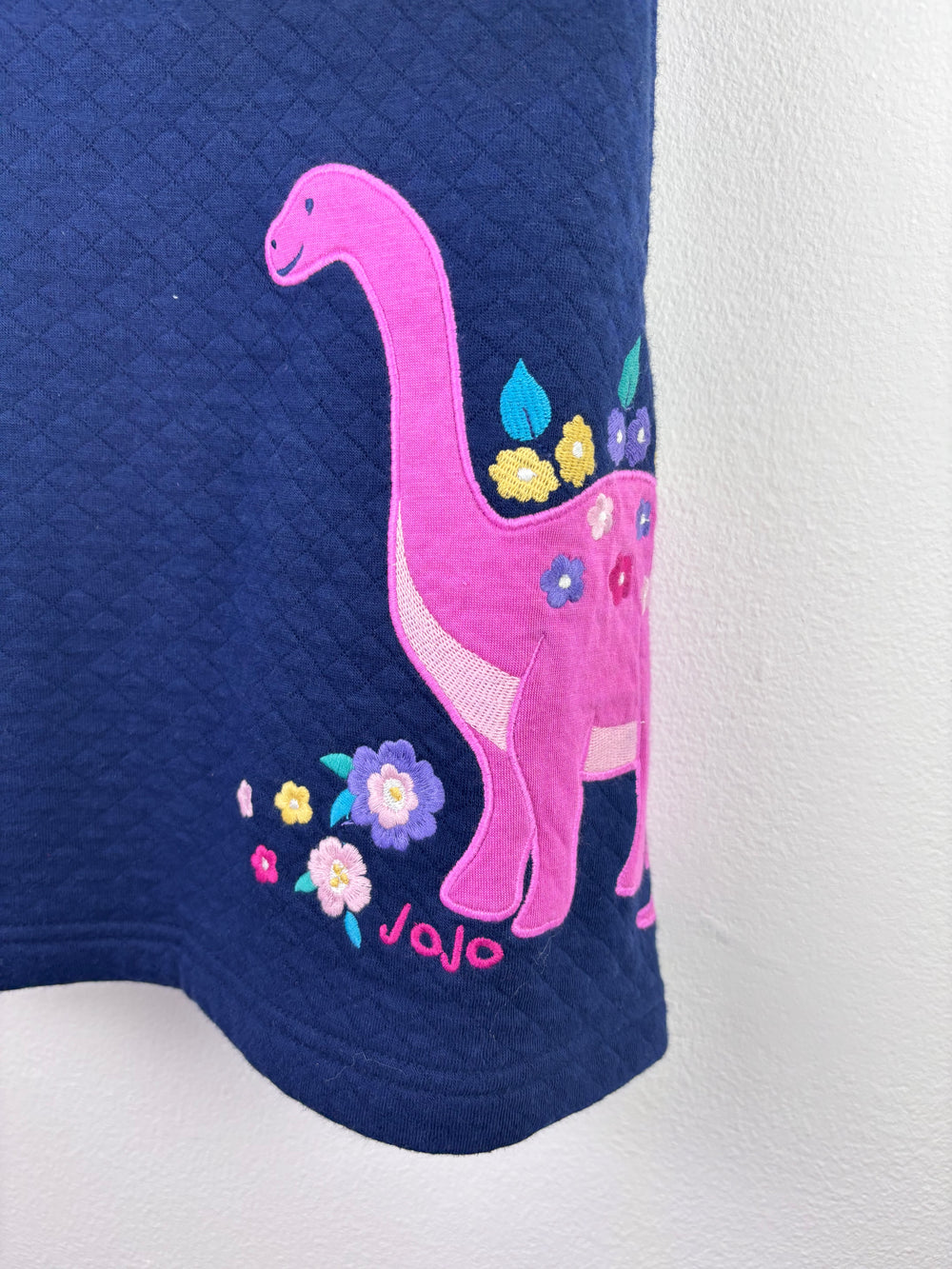 JoJo Maman Bébé Navy Dinosaur Dress 3-4 Years-Dresses-Second Snuggle Preloved