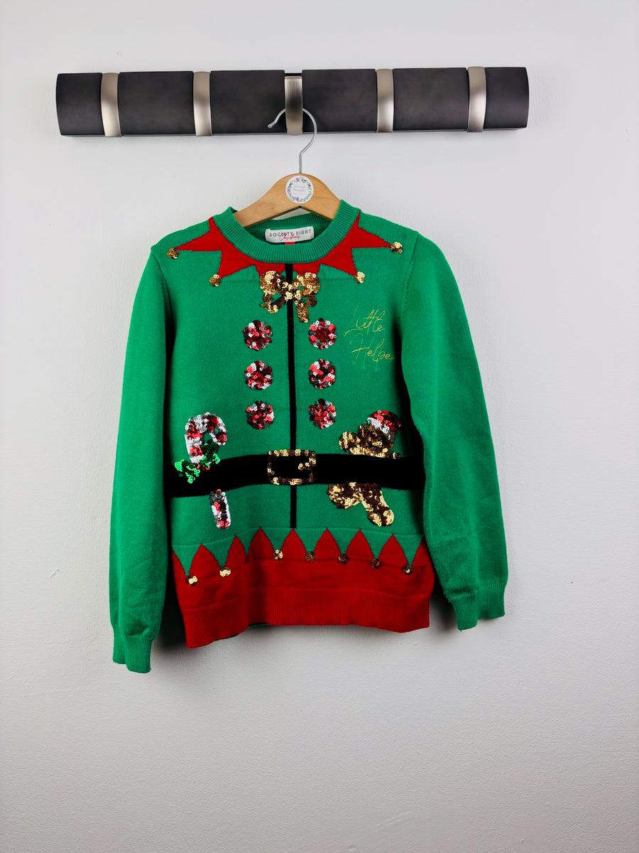 Society Eight Green Sequin Elf Christmas Jumper 9-10 Years-Jumpers-Second Snuggle Preloved