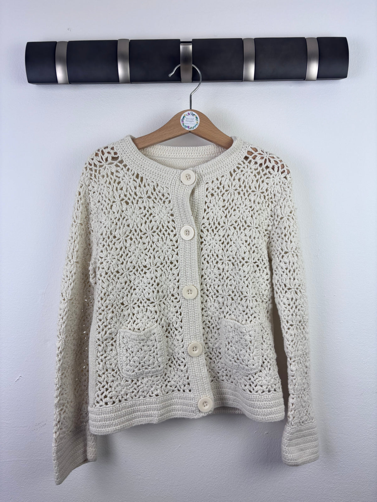 M&S Cream Crochet Cardigan Button Front Age 6-7 Years-Cardigans-Second Snuggle Preloved
