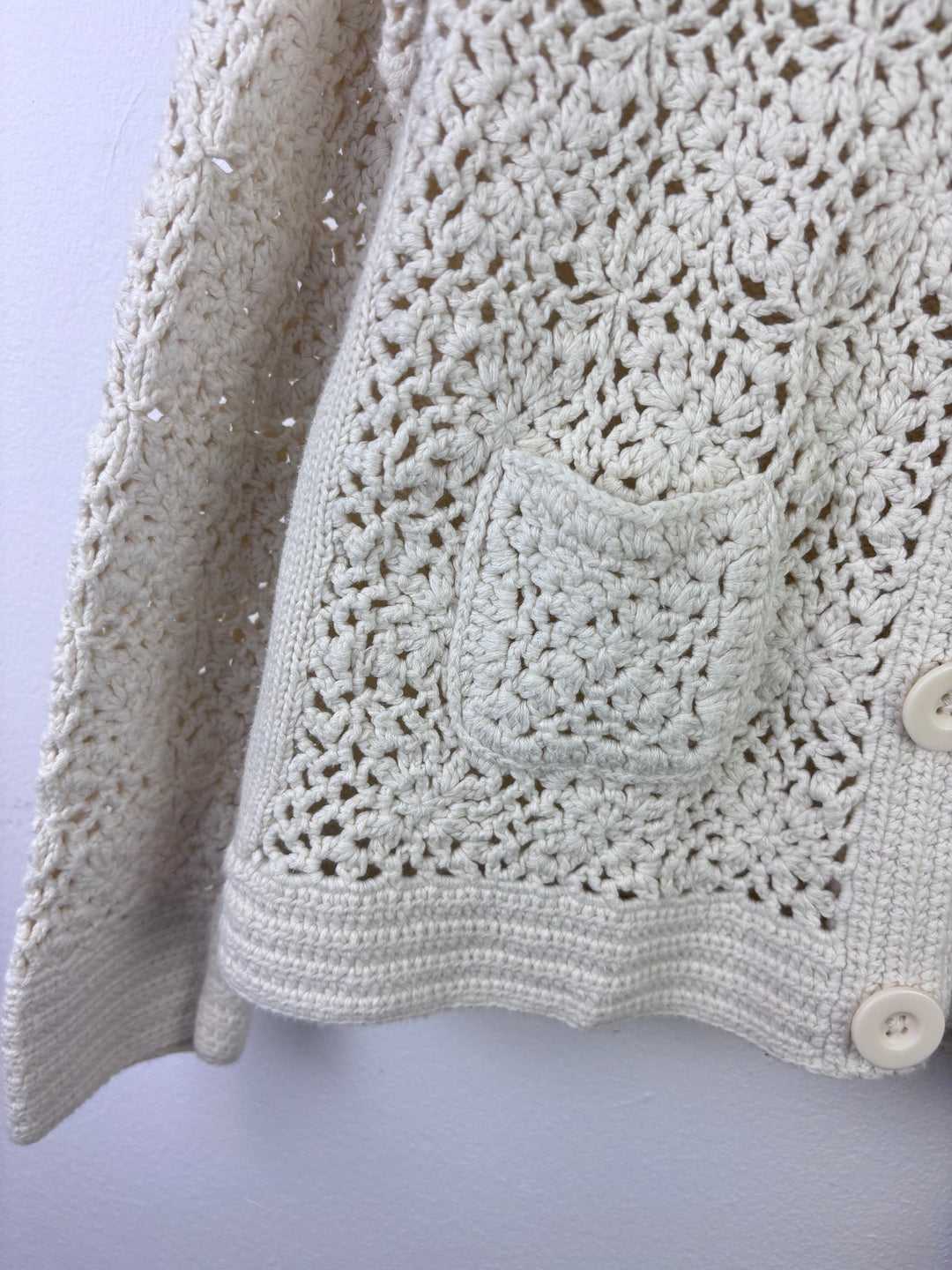 M&S Cream Crochet Cardigan Button Front Age 6-7 Years-Cardigans-Second Snuggle Preloved