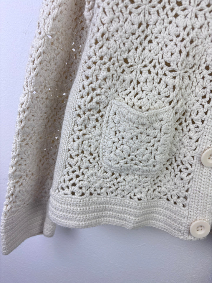 M&S Cream Crochet Cardigan Button Front Age 6-7 Years-Cardigans-Second Snuggle Preloved