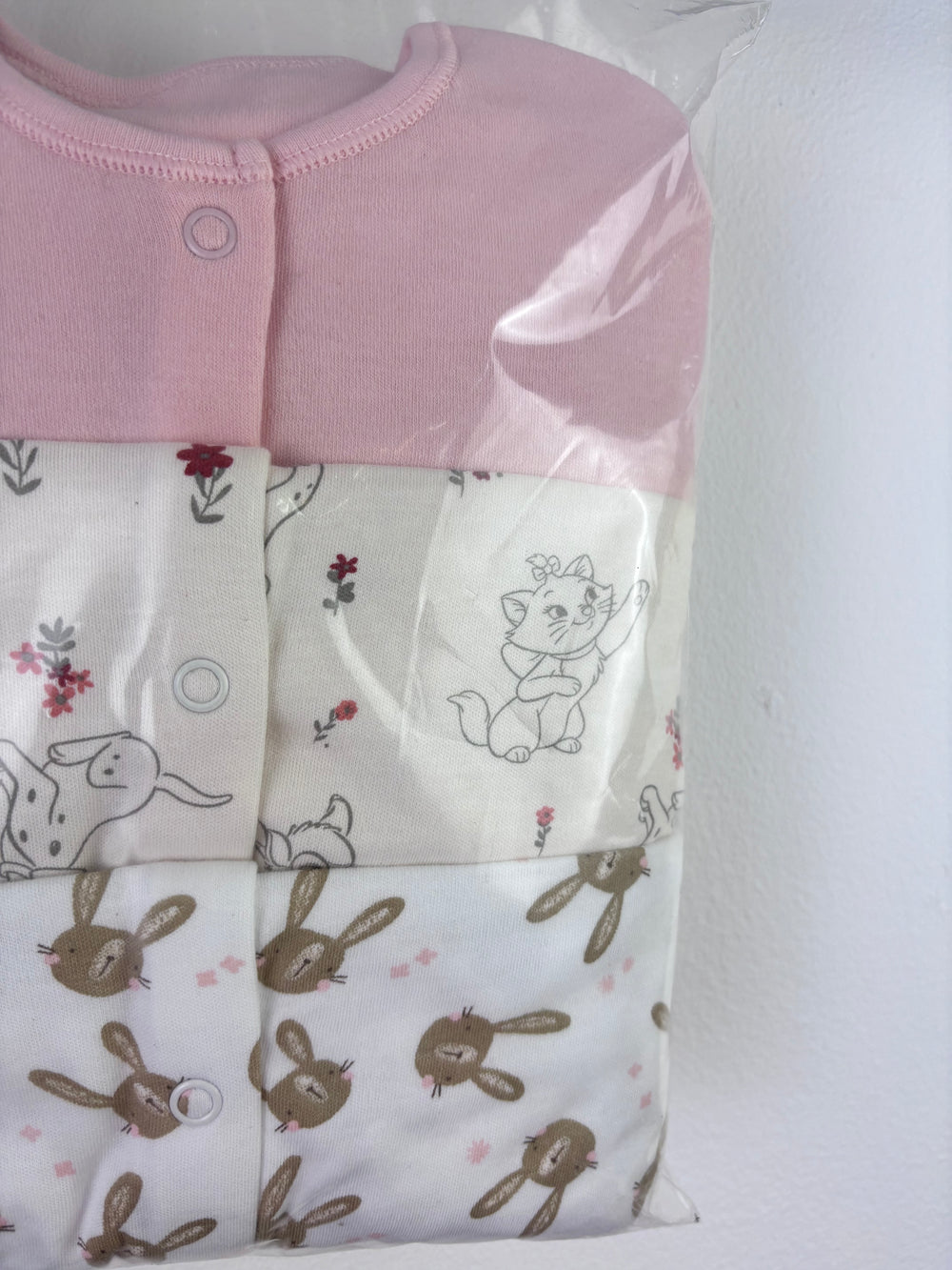 Ex High Street Pink Bunny Sleepsuit 3 Pack 12-18 Months-Sleepsuits-Second Snuggle Preloved