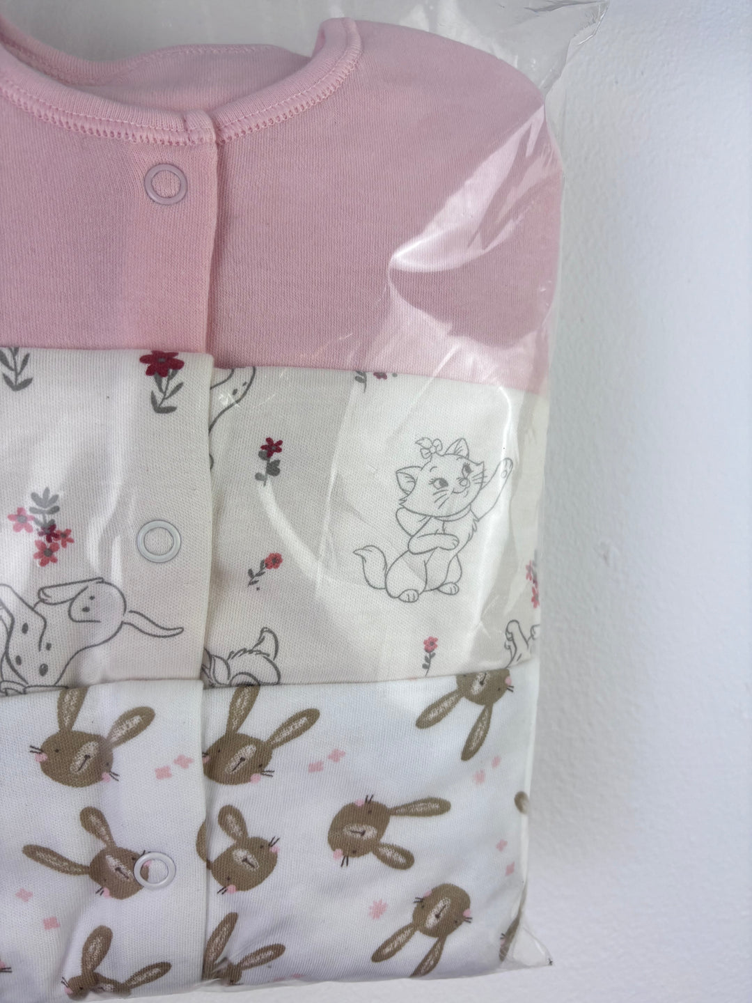 Ex High Street Pink Bunny Sleepsuit 3 Pack 12-18 Months-Sleepsuits-Second Snuggle Preloved