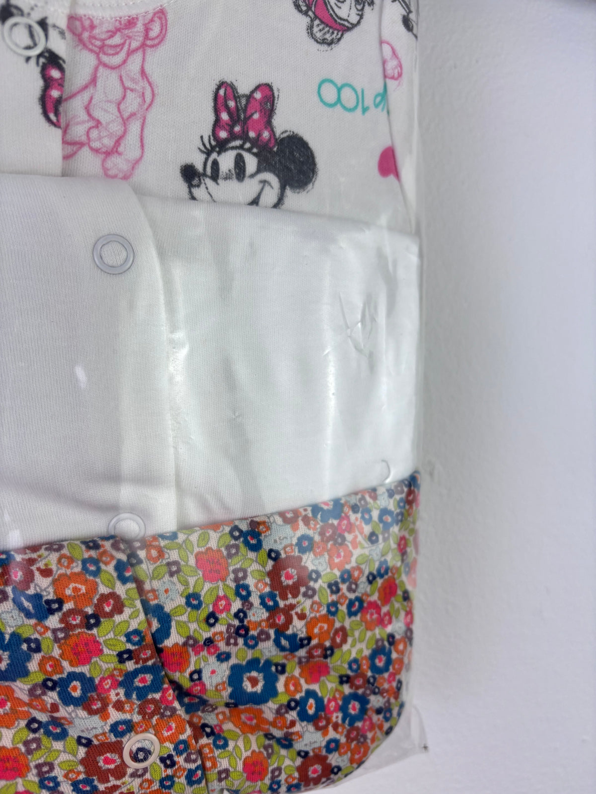 Ex High Street Minnie Floral Sleepsuit 3 Pack 9-12 Months-Sleepsuits-Second Snuggle Preloved