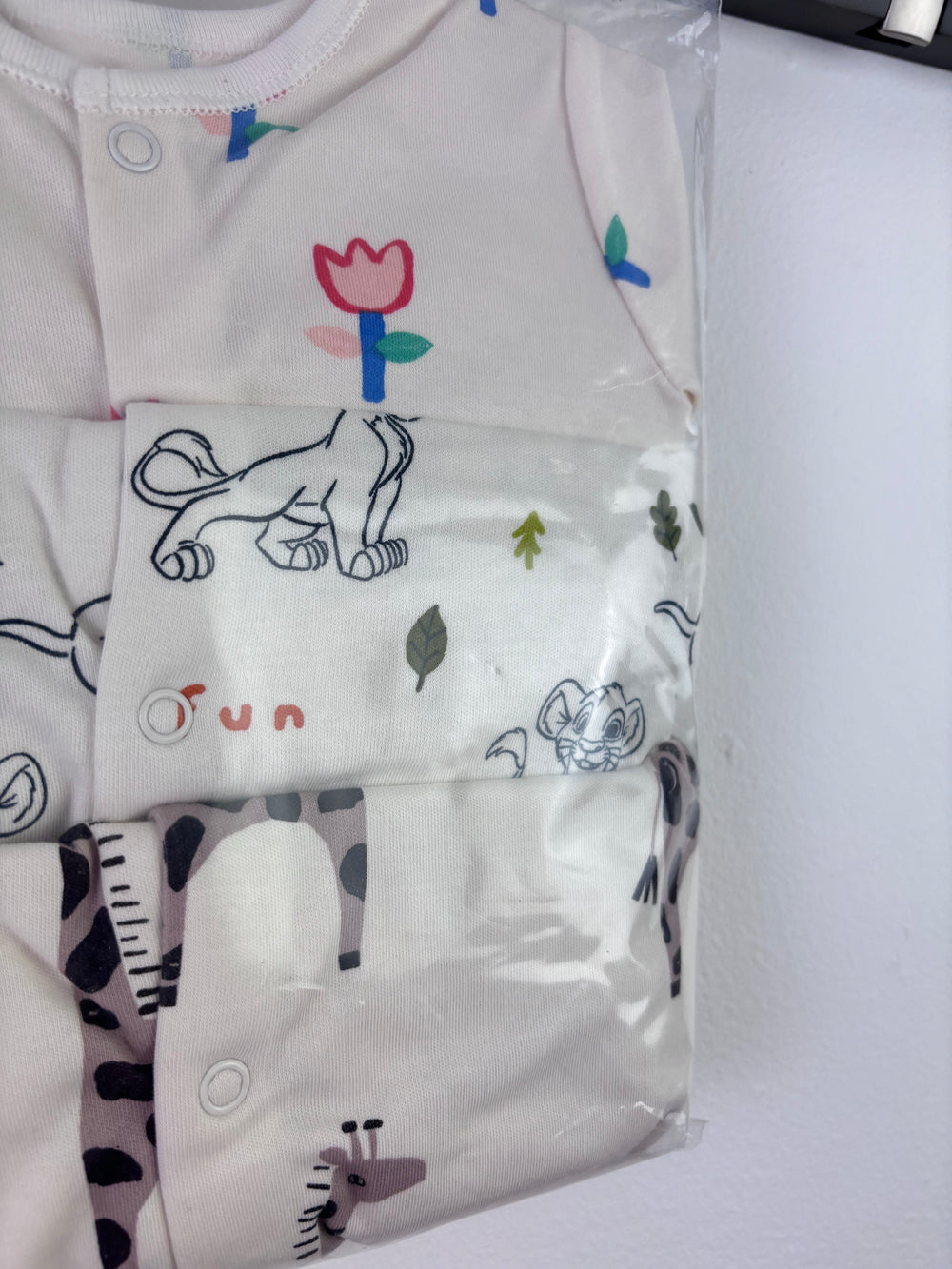 Ex High Street Tulip Lion King Sleepsuit 3 Pack 3-6 Months-Sleepsuits-Second Snuggle Preloved