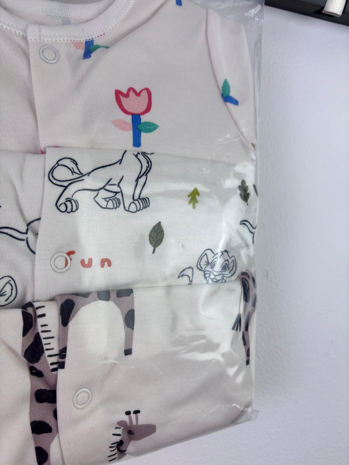 Ex High Street Tulip Lion King Sleepsuit 3 Pack 3-6 Months-Sleepsuits-Second Snuggle Preloved
