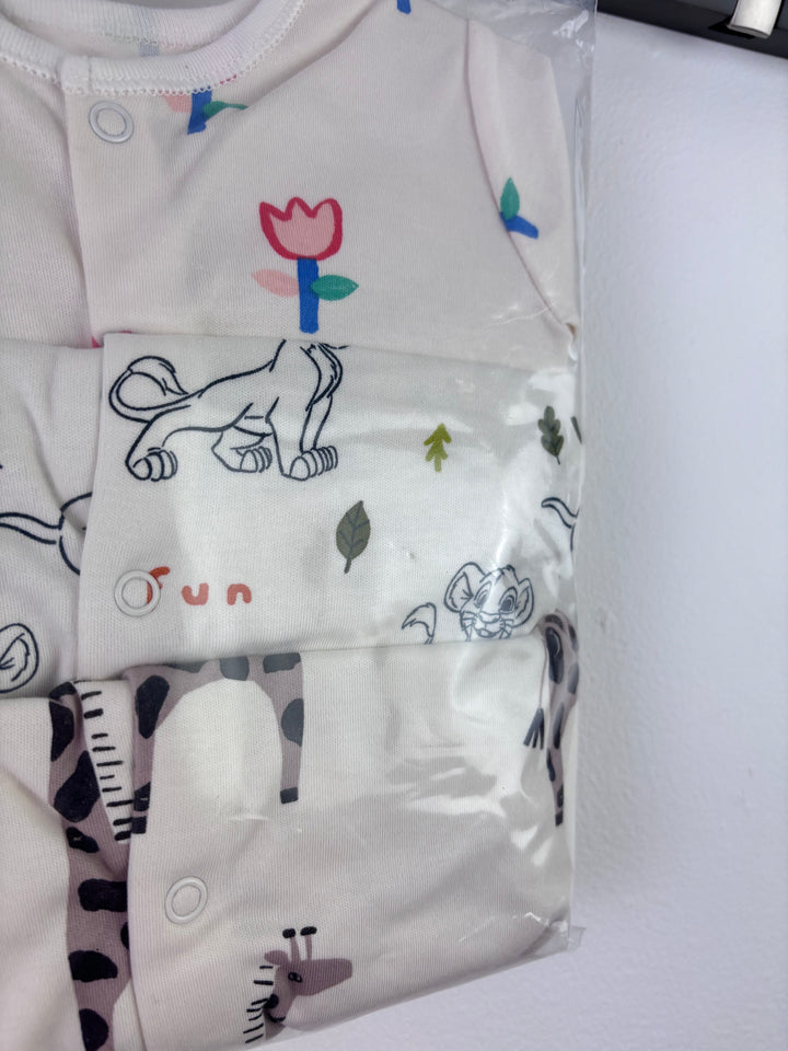 Ex High Street Tulip Lion King Sleepsuit 3 Pack 3-6 Months-Sleepsuits-Second Snuggle Preloved