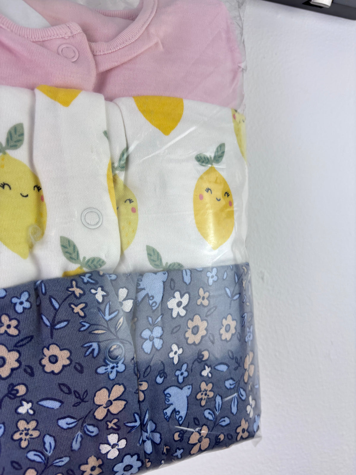 Ex High Street Pink Lemon Floral Sleepsuit 3 Pack 18-24 Months-Sleepsuits-Second Snuggle Preloved