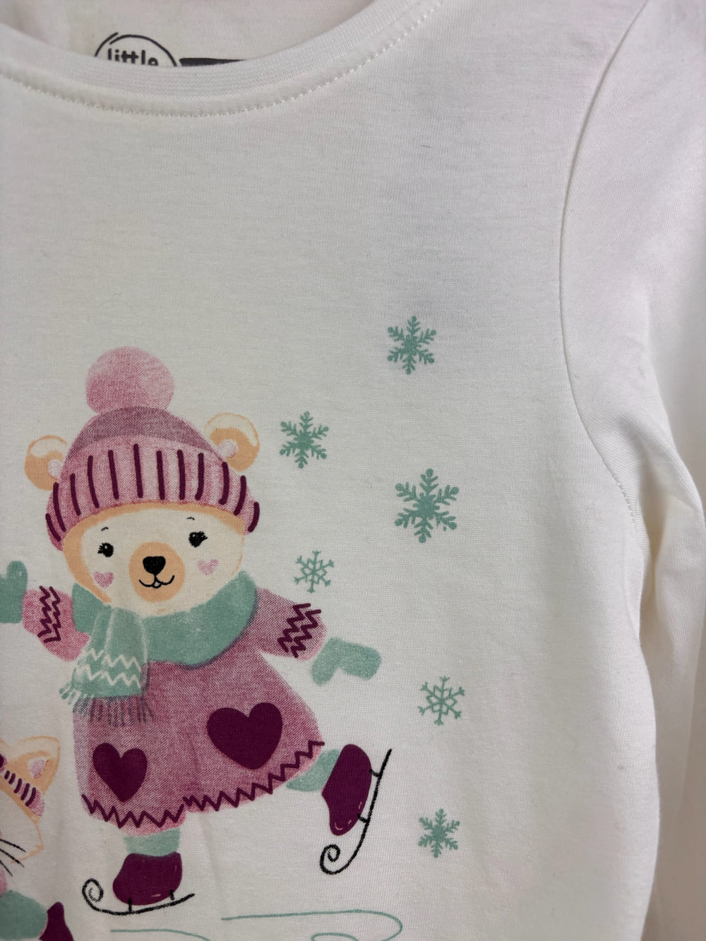 Little Kids White Winter Print Long Sleeve Top 8-9 Years-Tops-Second Snuggle Preloved