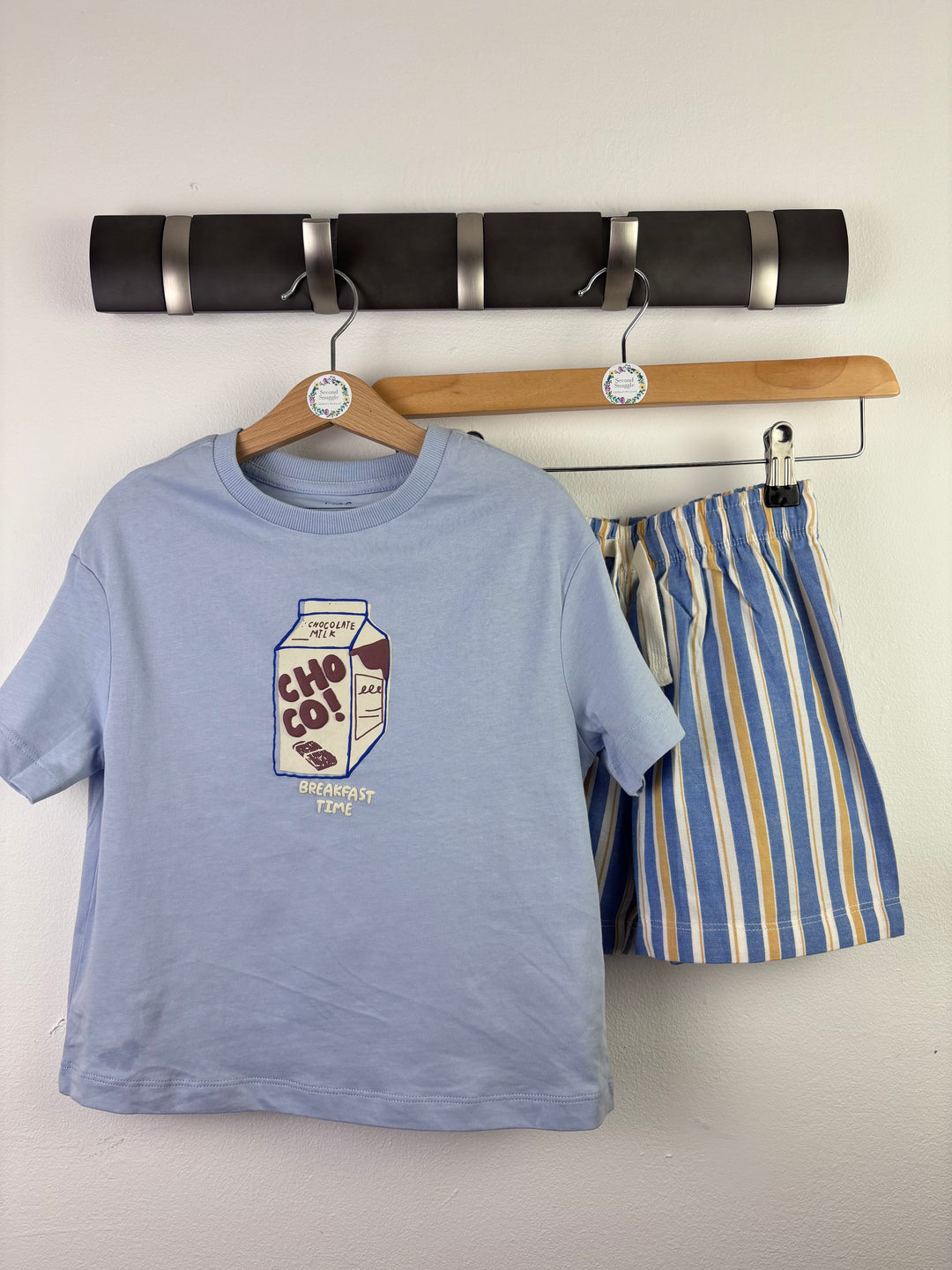 M&S Blue Choco Breakfast Time Pyjama Set-Night Wear-Second Snuggle Preloved