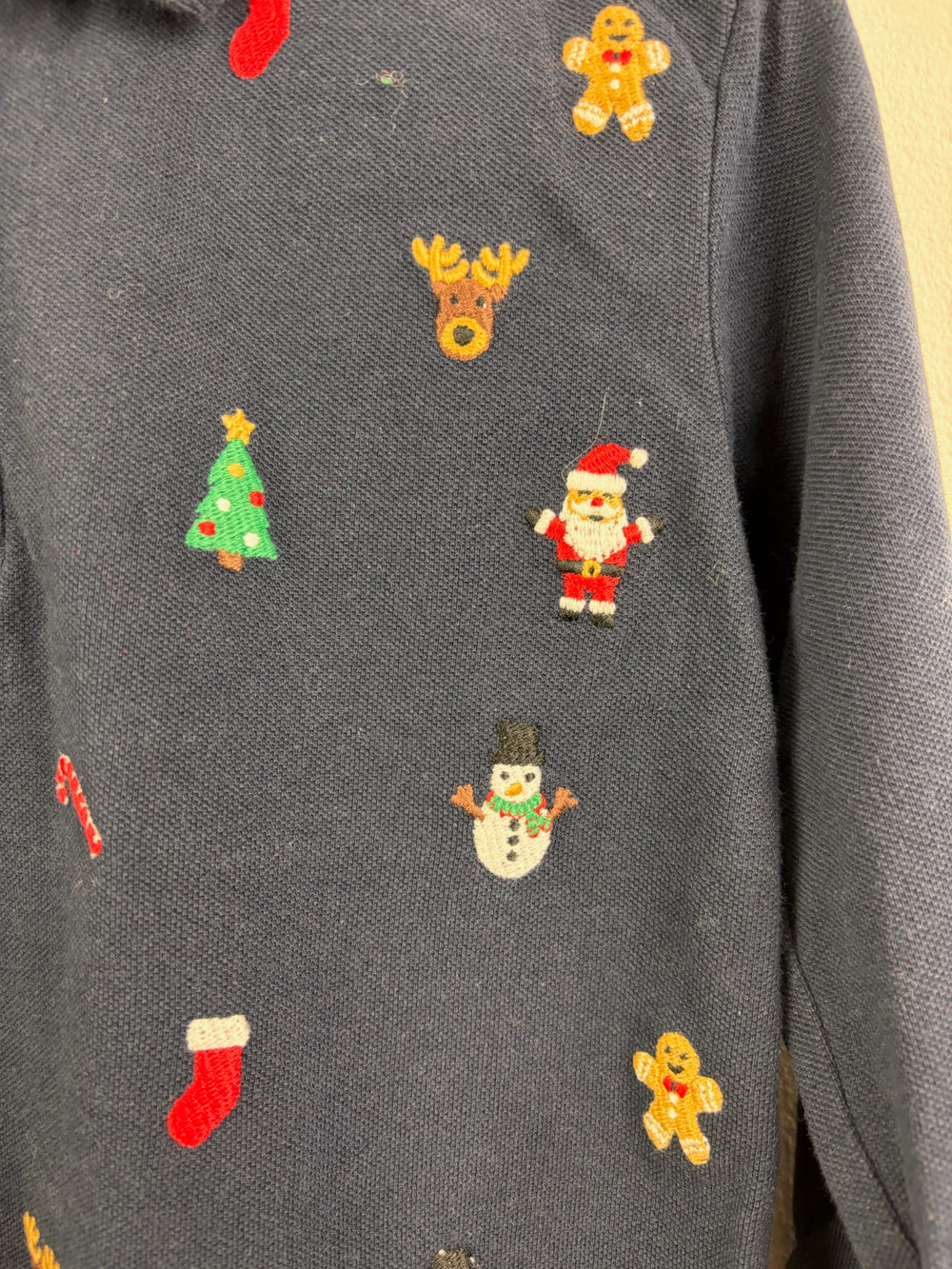 Next Navy Embroidered Christmas Polo Shirt 4-5 Years-Tops-Second Snuggle Preloved