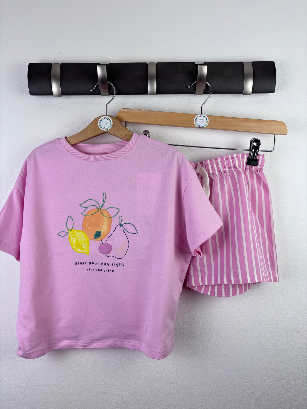 M&S Pink Fruit Print Pyjama Set 12-18 Months-Night Wear-Second Snuggle Preloved
