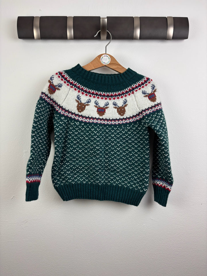 FatFace Green Fair Isle Reindeer Christmas Jumper 4-5 Years