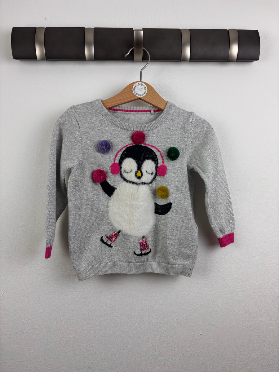 M&S Grey Penguin Christmas Jumper 12-18 Months-Jumpers-Second Snuggle Preloved