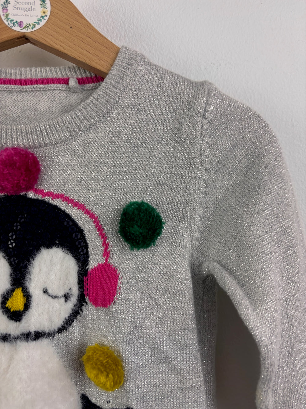 M&S Grey Penguin Christmas Jumper 12-18 Months-Jumpers-Second Snuggle Preloved