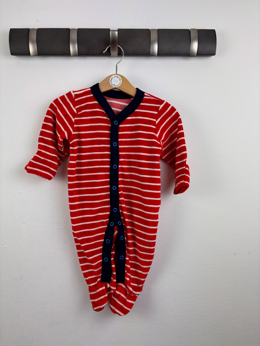 M&S Red Striped Baby Sleepsuit 3-6 Months-Sleepsuits-Second Snuggle Preloved
