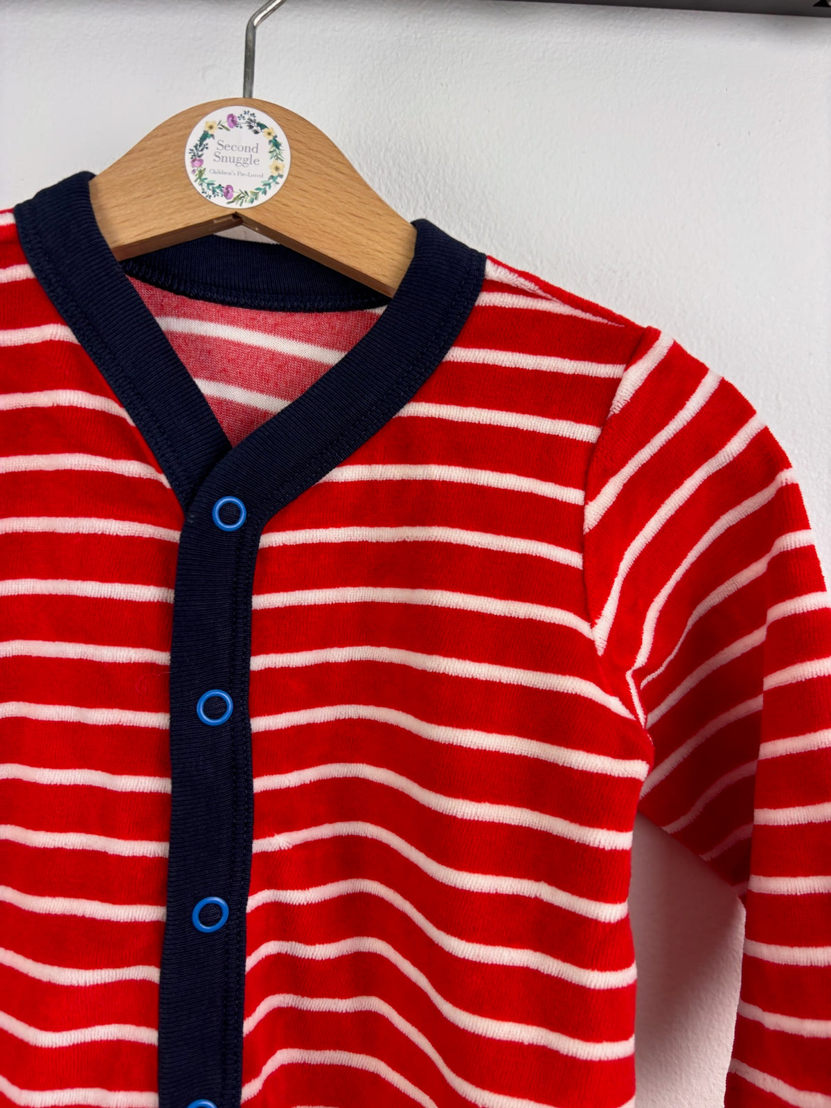 M&S Red Striped Baby Sleepsuit 3-6 Months-Sleepsuits-Second Snuggle Preloved