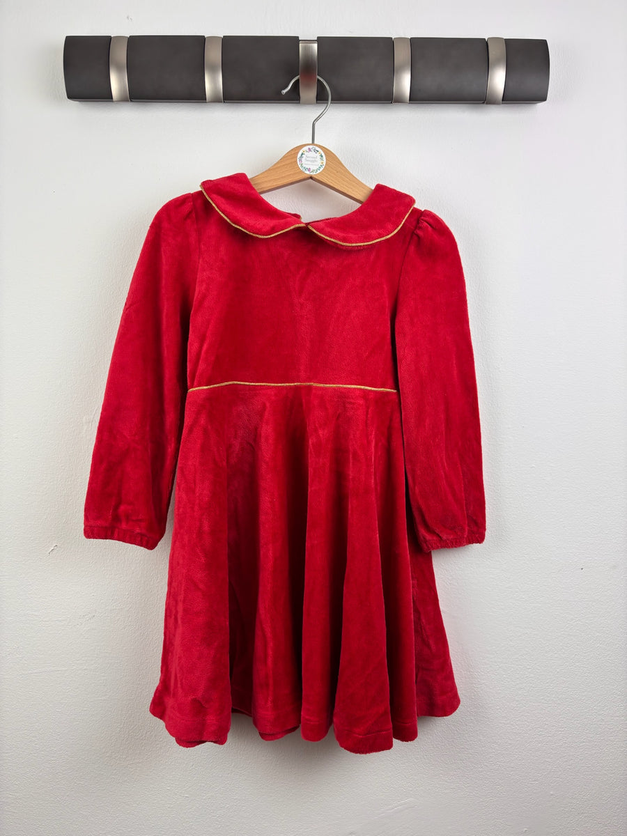 Polarn O. Pyret Red Velvet Peter Pan Collar Dress 3-4 Years-Dresses-Second Snuggle Preloved