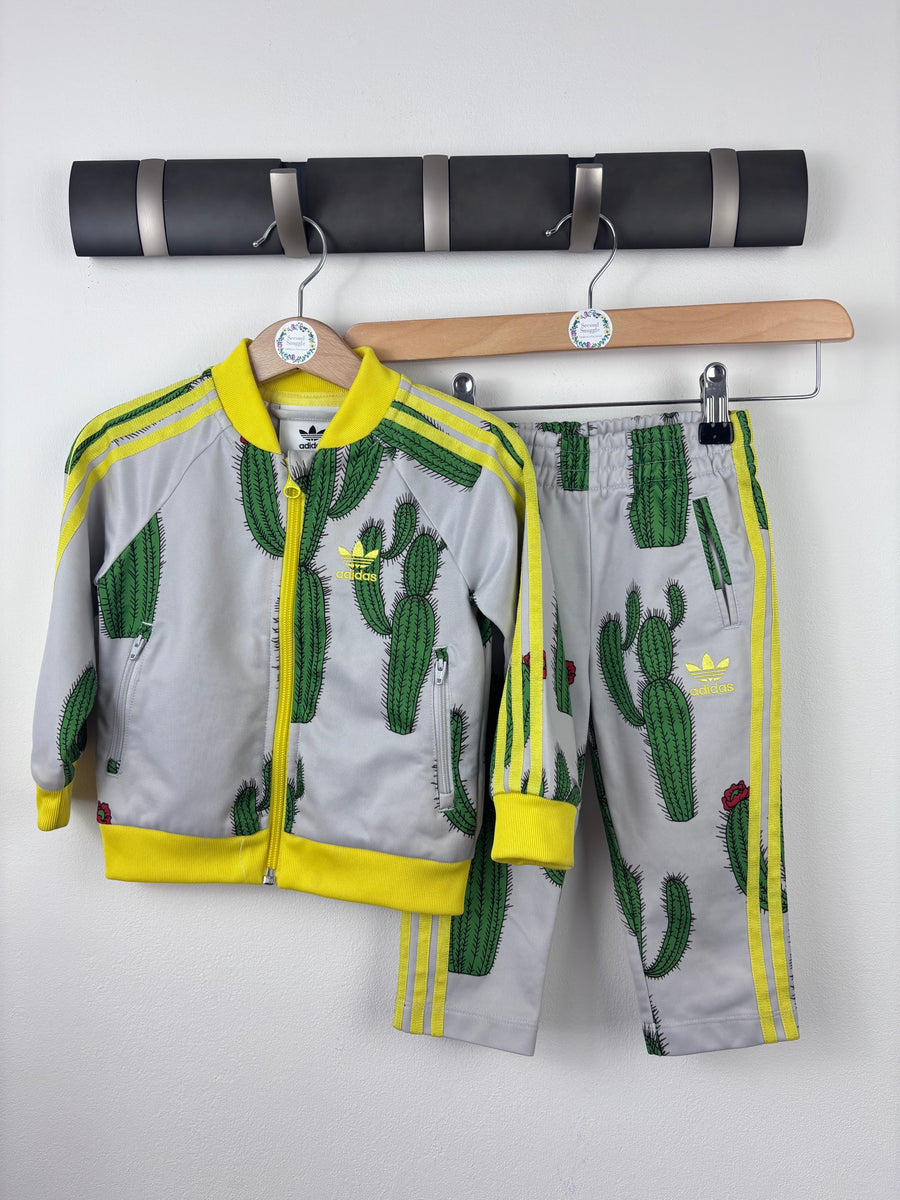 Adidas X Mini Rodini Grey Cactus Print Tracksuit 9-12 Months-Sets-Second Snuggle Preloved
