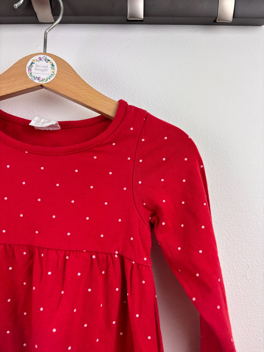 H&M Red Spot Long Sleeve Dress 12-18 Months-Dresses-Second Snuggle Preloved
