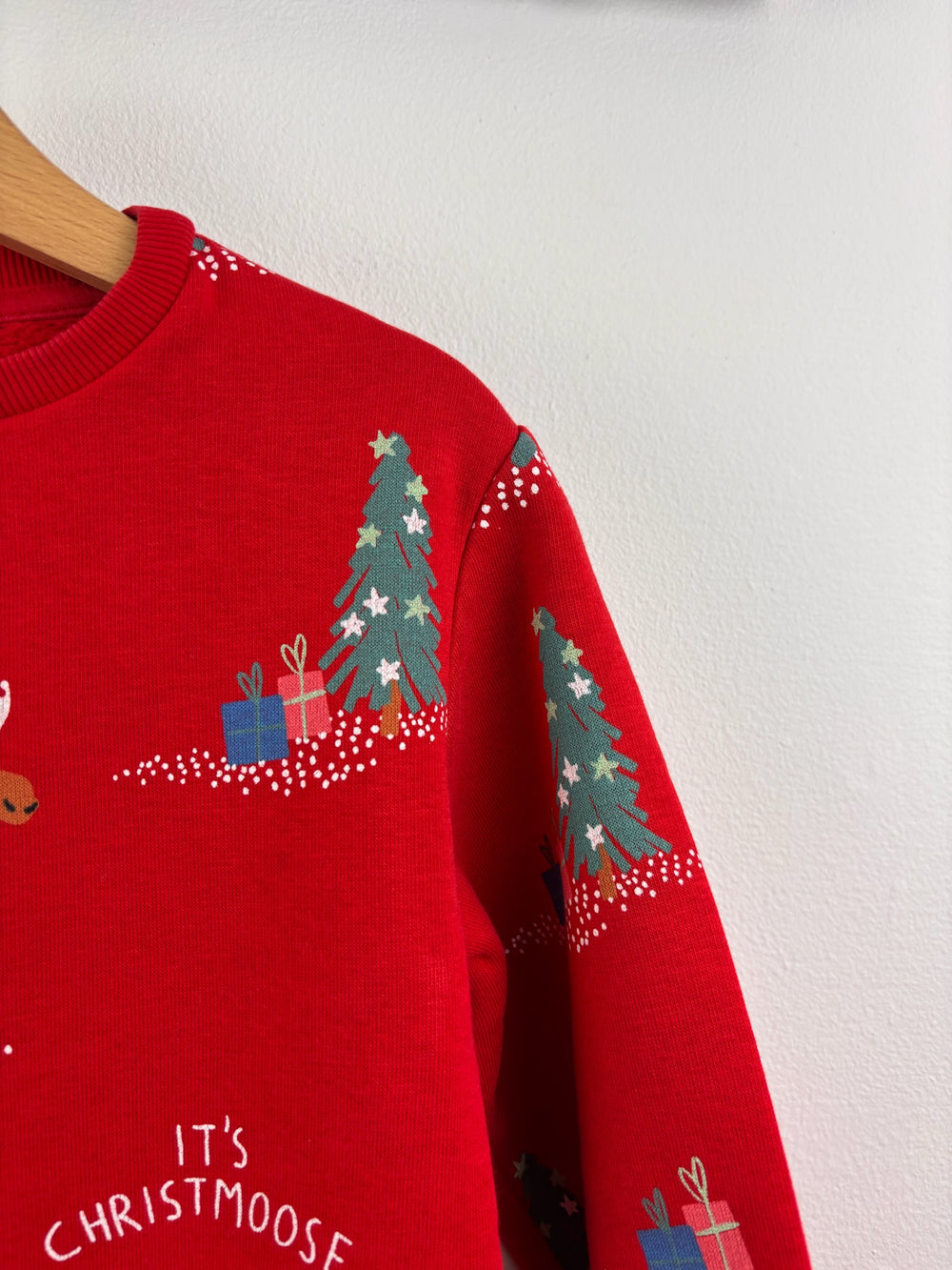 M&S Red Christmoose Christmas Sweatshirt 5-6 Years-Jumpers-Second Snuggle Preloved