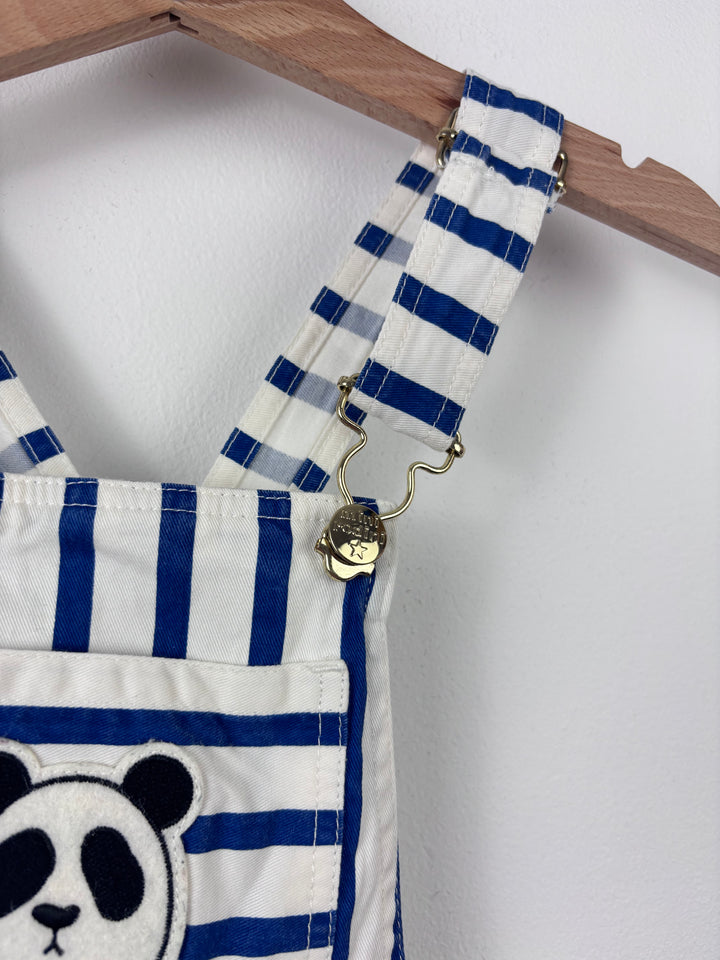 Mini Rodini Blue And White Striped Panda Dungarees 92/98 (2-3 Years)-Dungarees-Second Snuggle Preloved