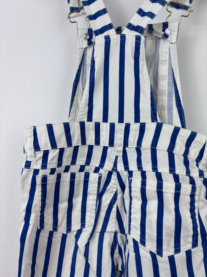 Mini Rodini Blue And White Striped Panda Dungarees 92/98 (2-3 Years)-Dungarees-Second Snuggle Preloved