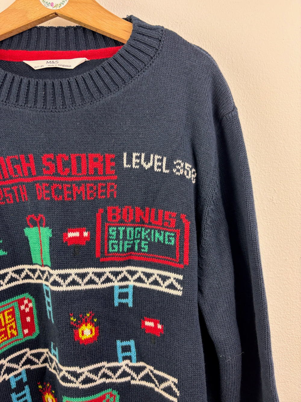 M&S Navy Gaming Christmas Jumper 10-11 Years-Jumpers-Second Snuggle Preloved
