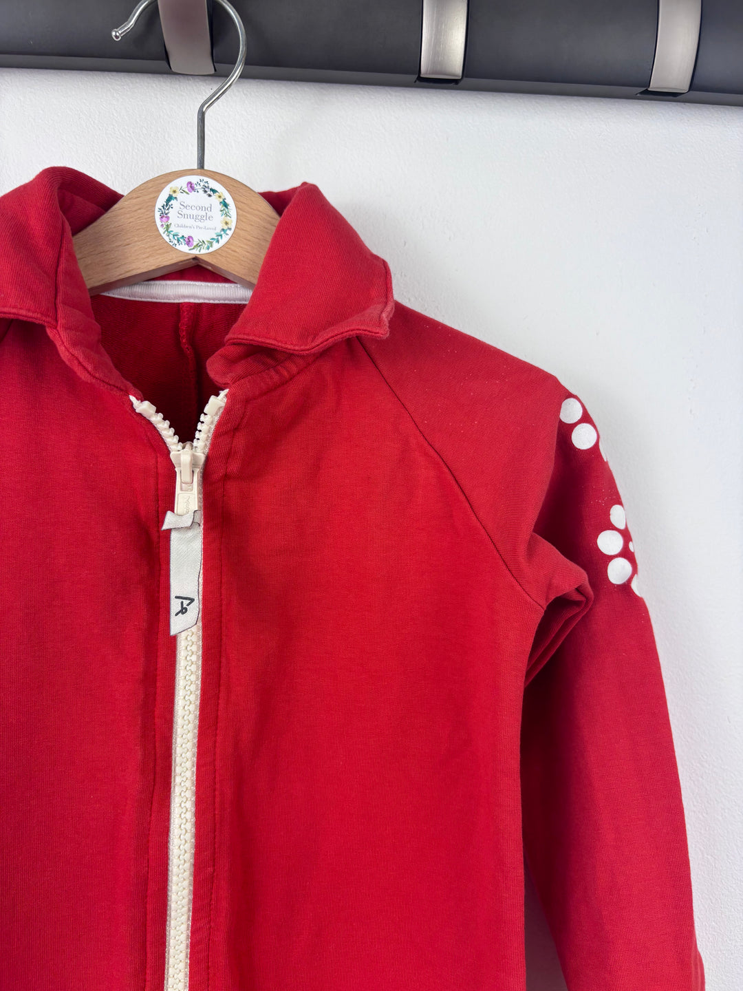 Alba Red Long Sleeve Zip Up Playsuit 104 (3-4 Years)-Rompers-Second Snuggle Preloved